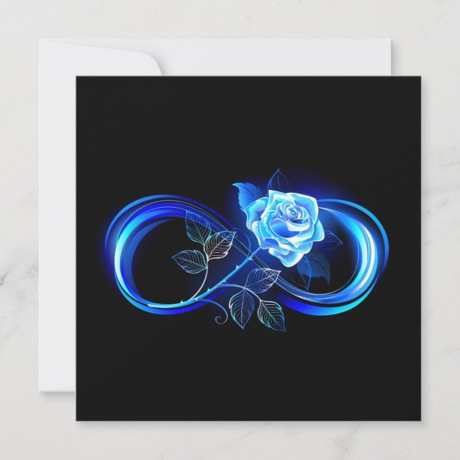 Glowing infinity with blue rose invitation (Front)