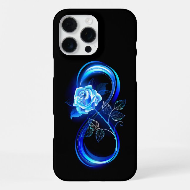 Glowing infinity with blue rose iPhone case (Back)