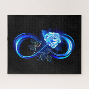Glowing infinity with blue rose jigsaw puzzle