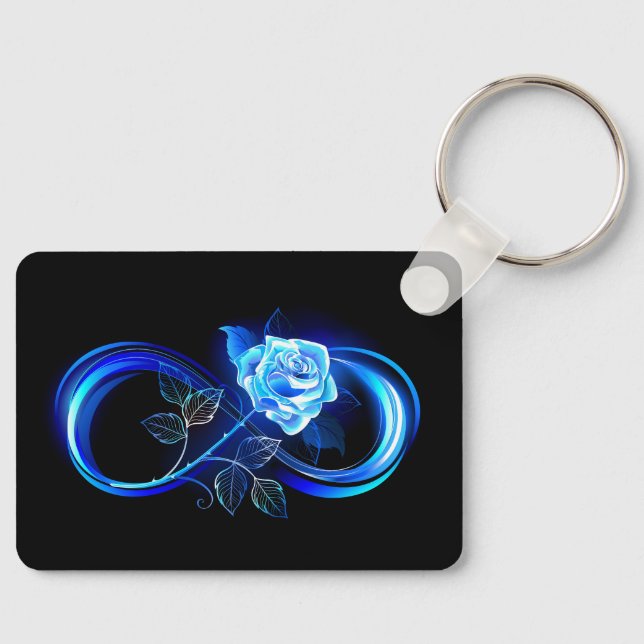 Glowing infinity with blue rose key ring (Front)