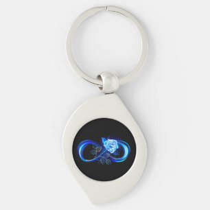Glowing infinity with blue rose key ring