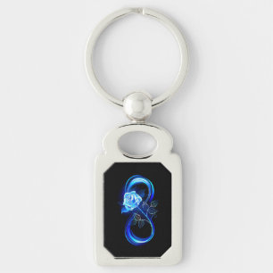 Glowing infinity with blue rose key ring