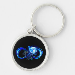 Glowing infinity with blue rose key ring