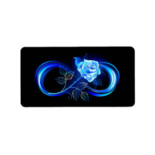 Glowing infinity with blue rose label