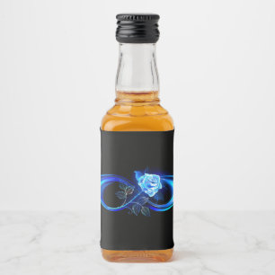 Glowing infinity with blue rose liquor bottle label