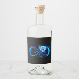Glowing infinity with blue rose liquor bottle label