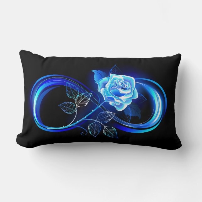 Glowing infinity with blue rose lumbar cushion (Front)