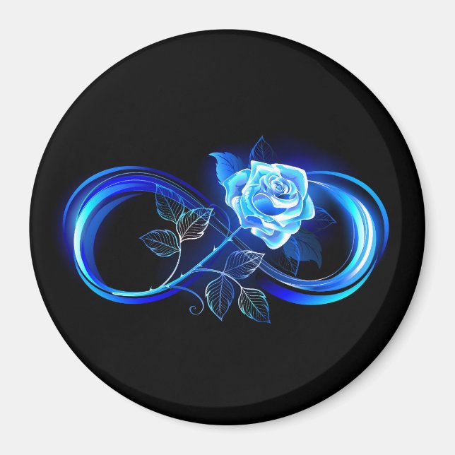Glowing infinity with blue rose magnet (Front)