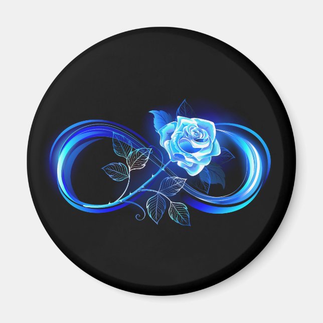Glowing infinity with blue rose magnet (Front)