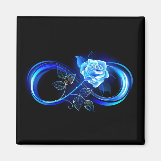 Glowing infinity with blue rose magnet (Front)
