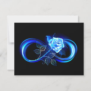Glowing infinity with blue rose magnetic invitation