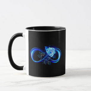 Glowing infinity with blue rose mug