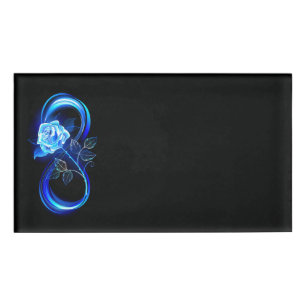 Glowing infinity with blue rose name tag