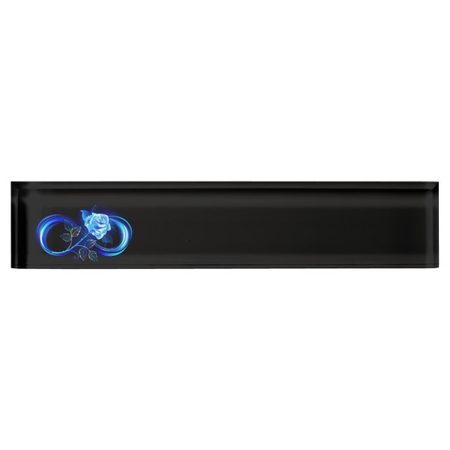 Glowing infinity with blue rose nameplate (Front)