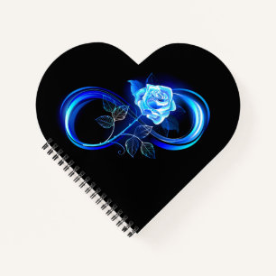 Glowing infinity with blue rose notebook