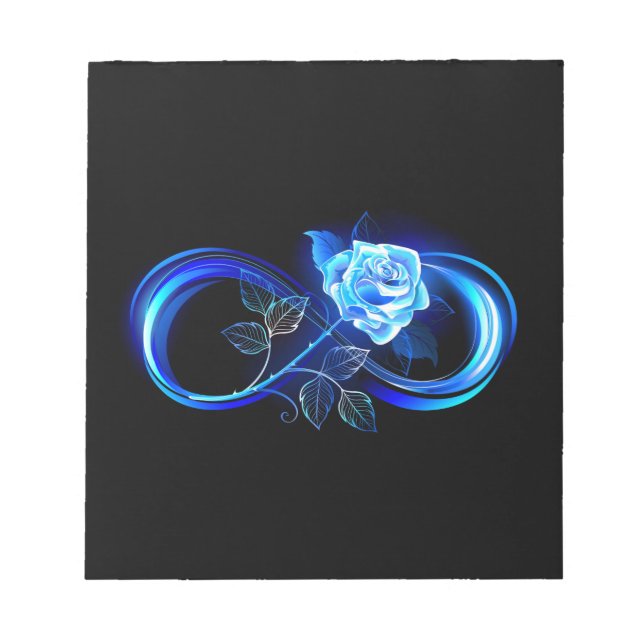 Glowing infinity with blue rose notepad (Front)