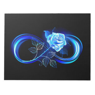 Glowing infinity with blue rose notepad