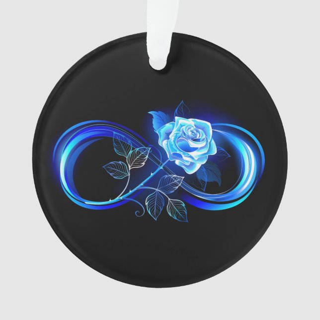 Glowing infinity with blue rose ornament (Front)