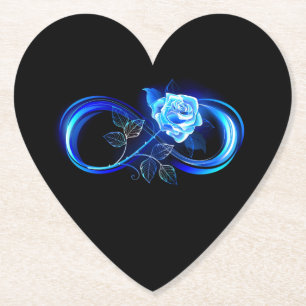 Glowing infinity with blue rose paper coaster