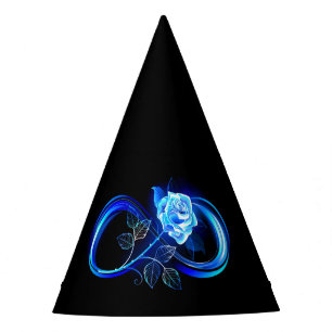 Glowing infinity with blue rose party hat