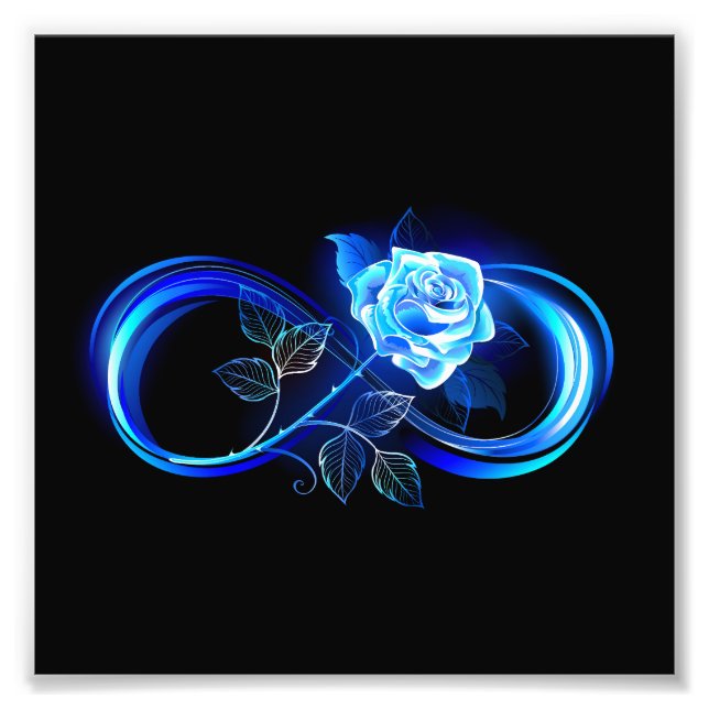 Glowing infinity with blue rose photo print (Front)