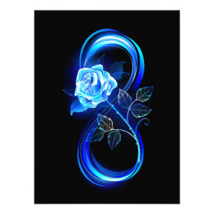 Glowing infinity with blue rose photo print