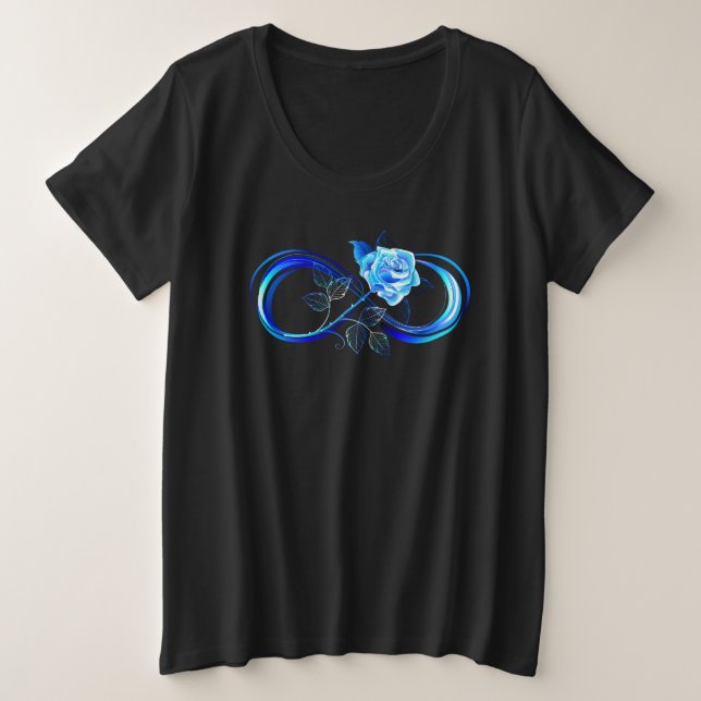 Glowing infinity with blue rose plus size T-Shirt (Design Front)