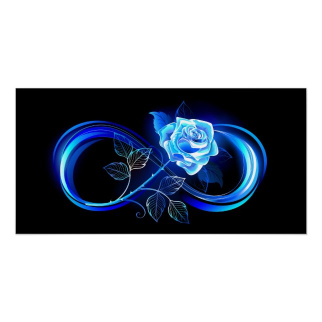 Glowing infinity with blue rose poster (Front)