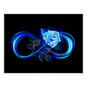Glowing infinity with blue rose poster