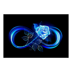 Glowing infinity with blue rose poster