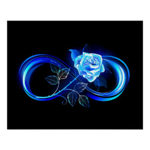 Glowing infinity with blue rose poster