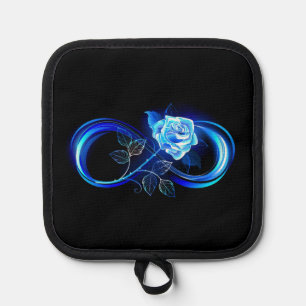Glowing infinity with blue rose pot holder