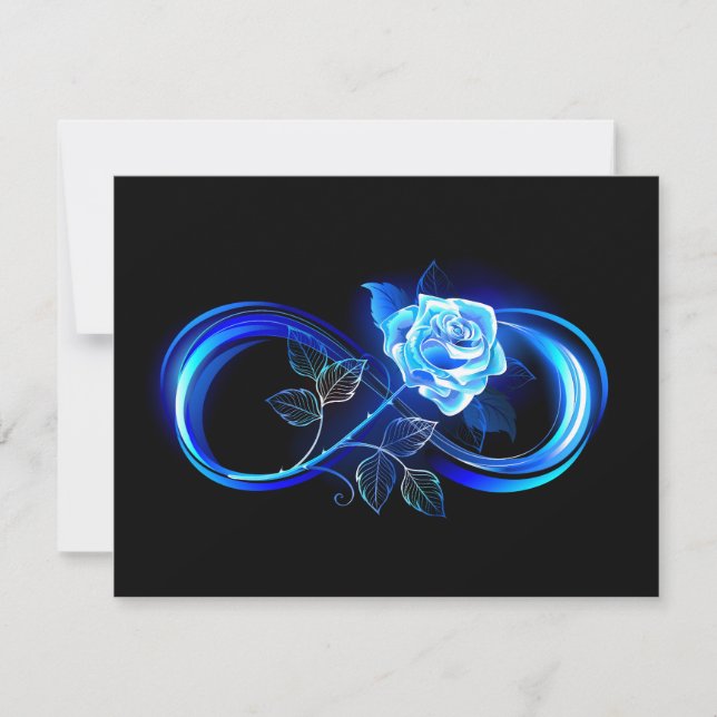 Glowing infinity with blue rose RSVP card (Front)