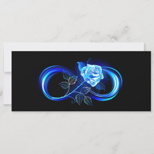 Glowing infinity with blue rose save the date (Front)