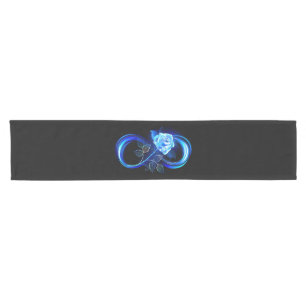 Glowing infinity with blue rose short table runner