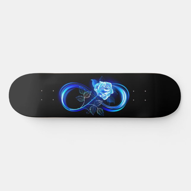 Glowing infinity with blue rose skateboard (Horz)