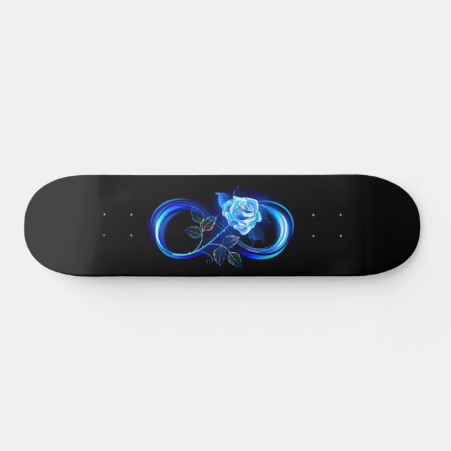 Glowing infinity with blue rose skateboard (Horz)