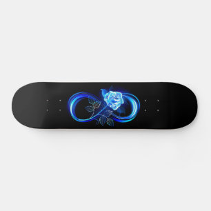 Glowing infinity with blue rose skateboard