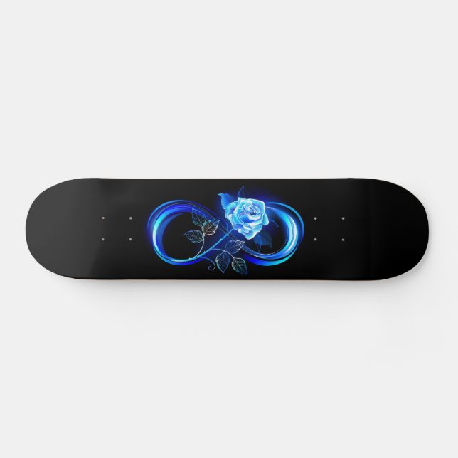Glowing infinity with blue rose skateboard (Horz)