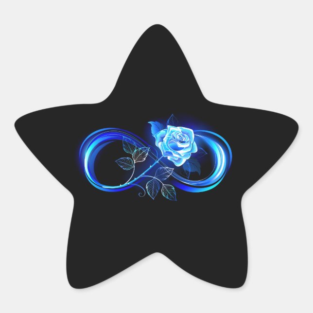 Glowing infinity with blue rose star sticker (Front)