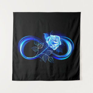 Glowing infinity with blue rose tapestry