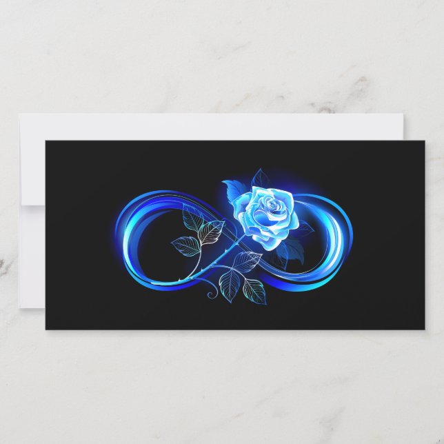 Glowing infinity with blue rose thank you card (Front)
