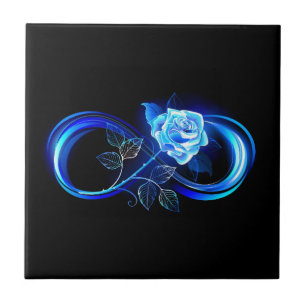 Glowing infinity with blue rose tile