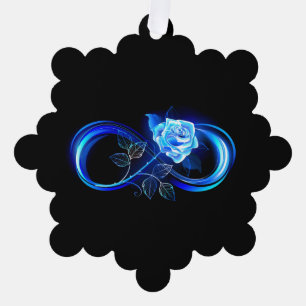Glowing infinity with blue rose tree decoration card
