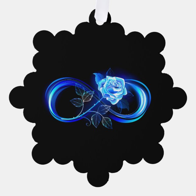 Glowing infinity with blue rose tree decoration card (Front)