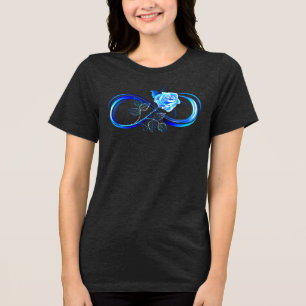 Glowing infinity with blue rose Tri-Blend shirt