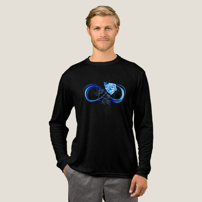 Glowing infinity with blue rose Tri-Blend shirt (Full Front)