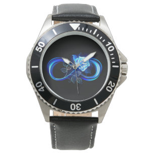 Glowing infinity with blue rose watch