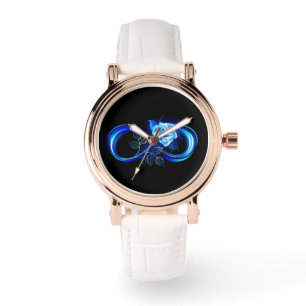 Glowing infinity with blue rose watch
