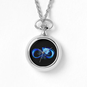 Glowing infinity with blue rose watch